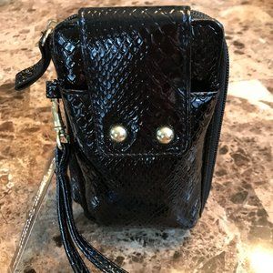 NEW/Black Faux Snakeskin Wallet Cellphone Wristlet